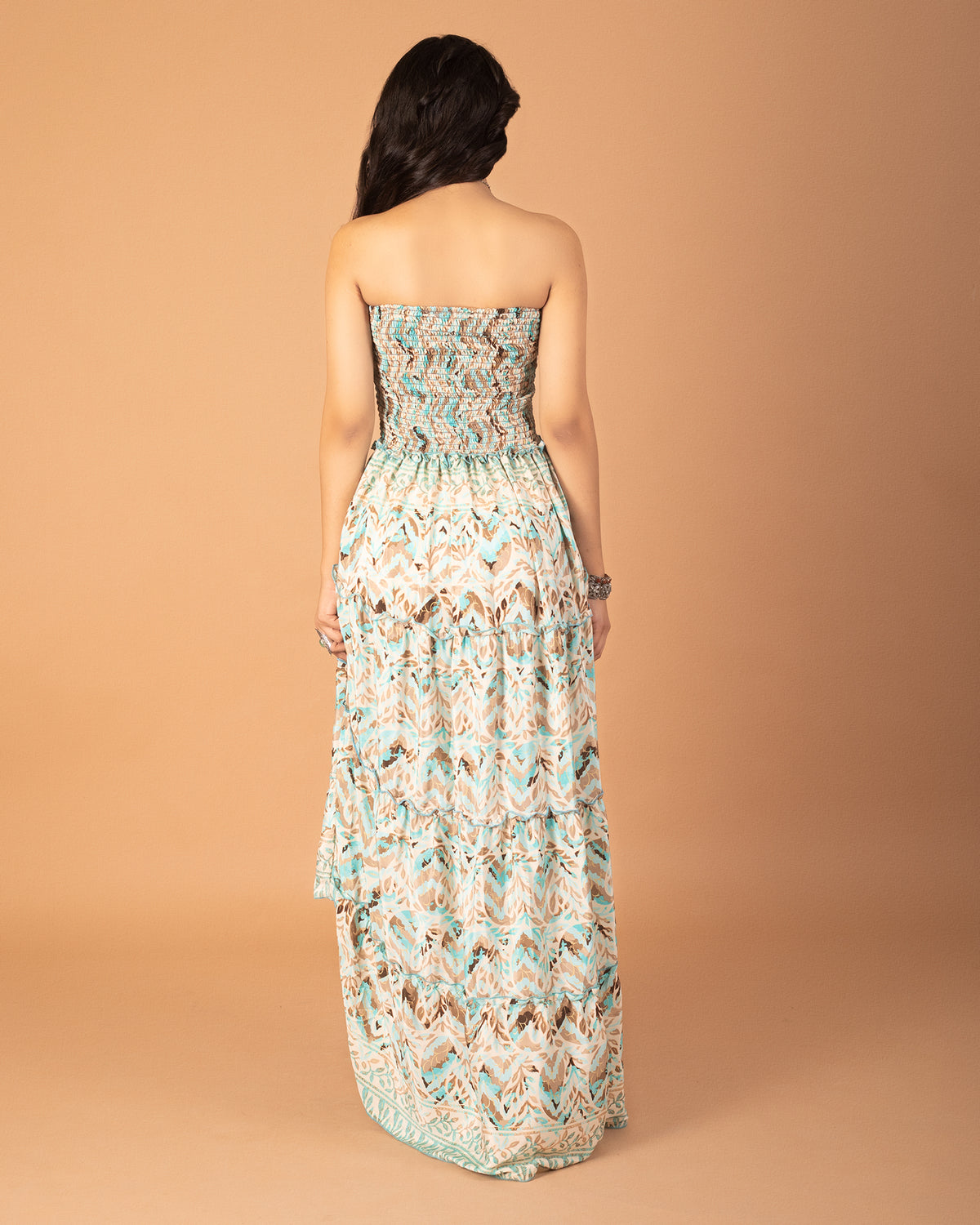 Aqua hues bohemian off shoulder dress