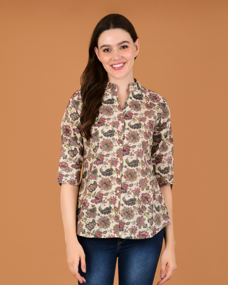 Beige petal vibe shirt