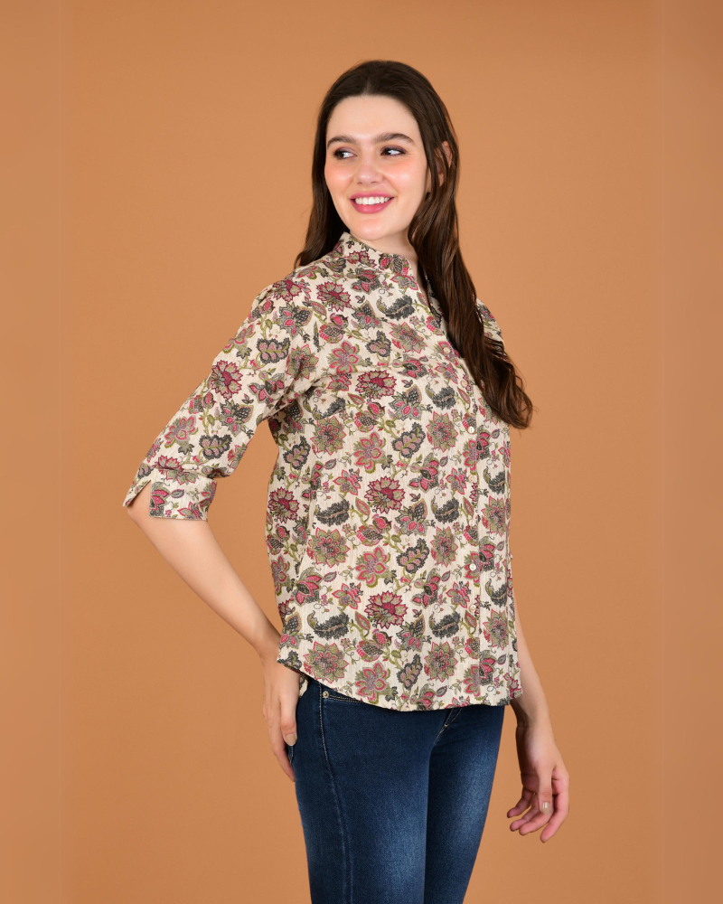 Beige petal vibe shirt