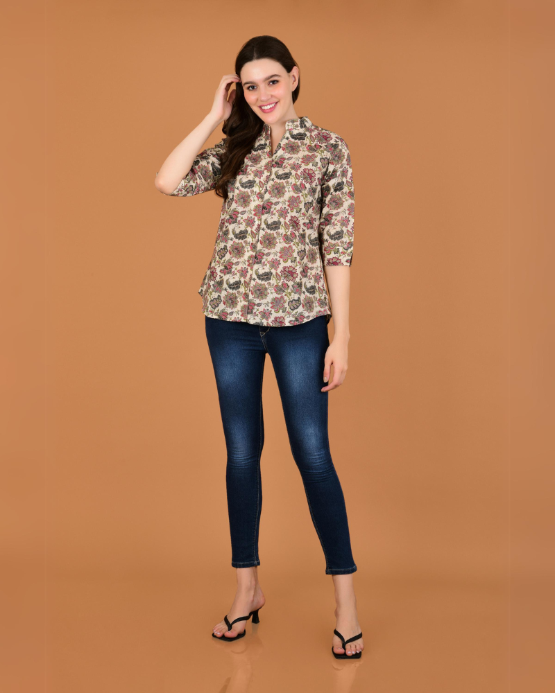 Beige petal vibe shirt