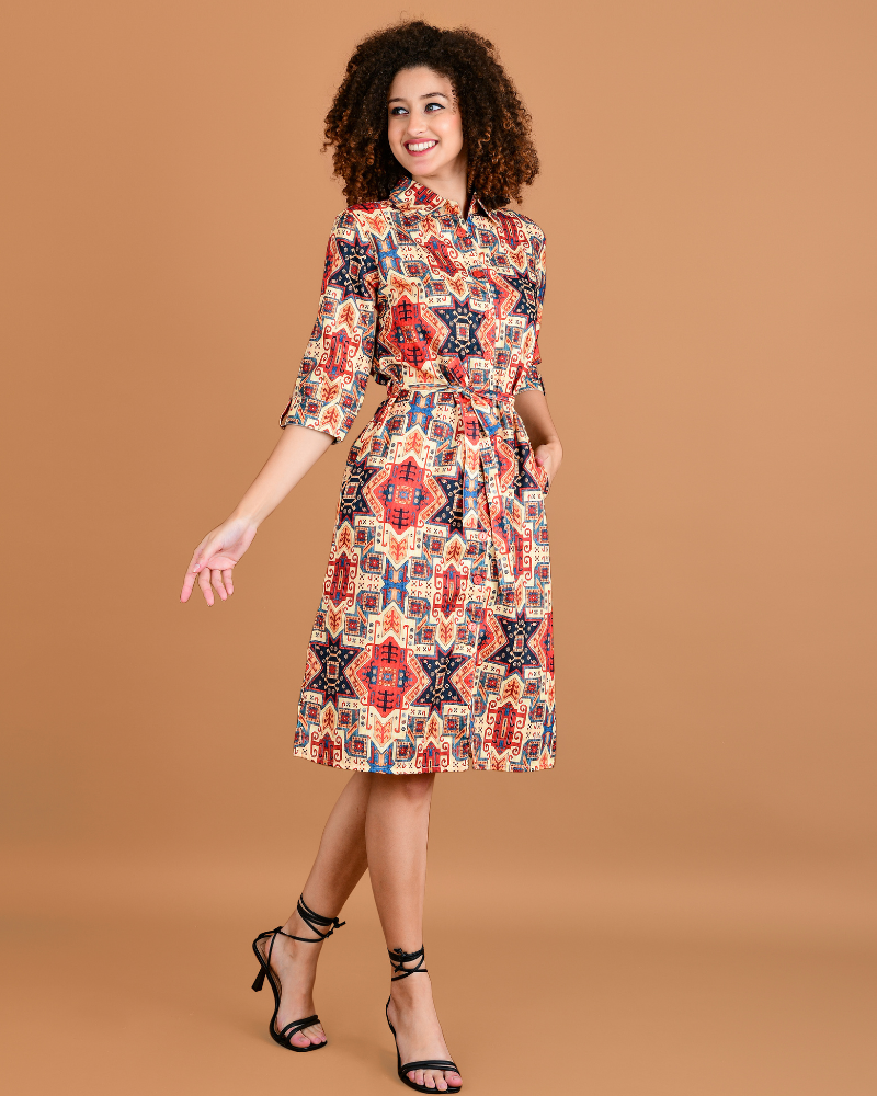 Creamsicle mosaic midi dress