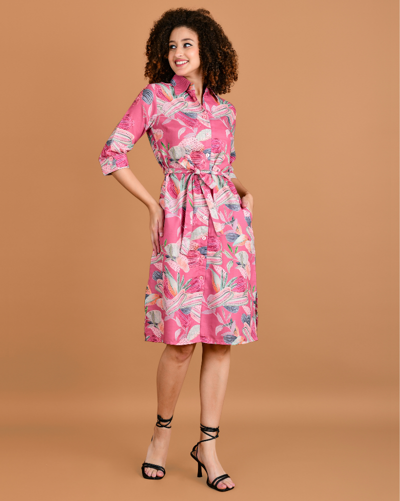 Blossom groove pink floral midi dress