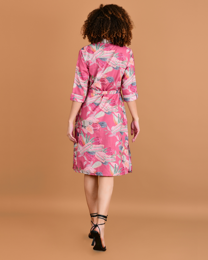 Blossom groove pink floral midi dress