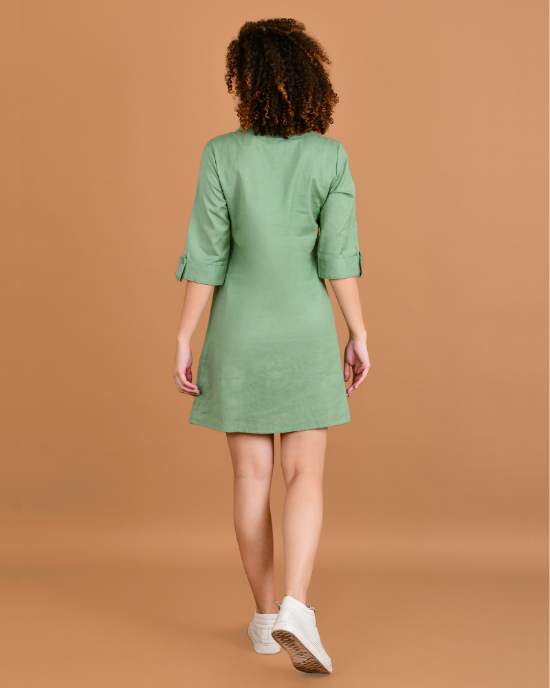 Pistachio breeze cotton short dress