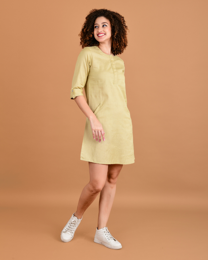 Olive grove short cotton dress