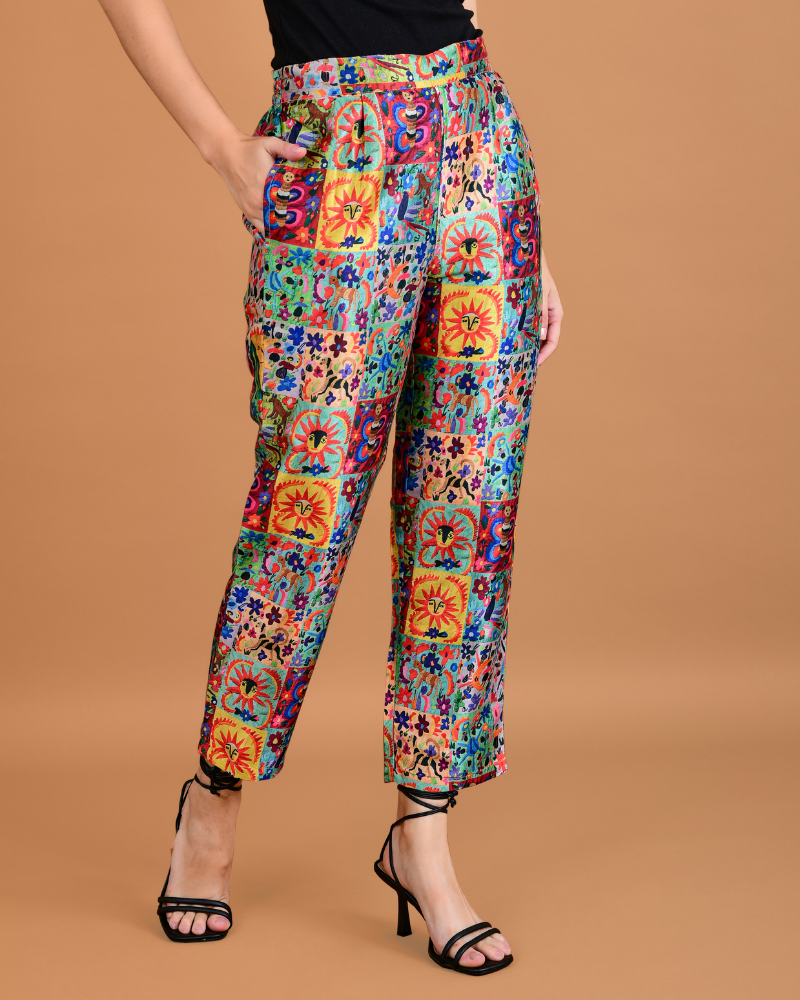 Artistic fusion silk pant