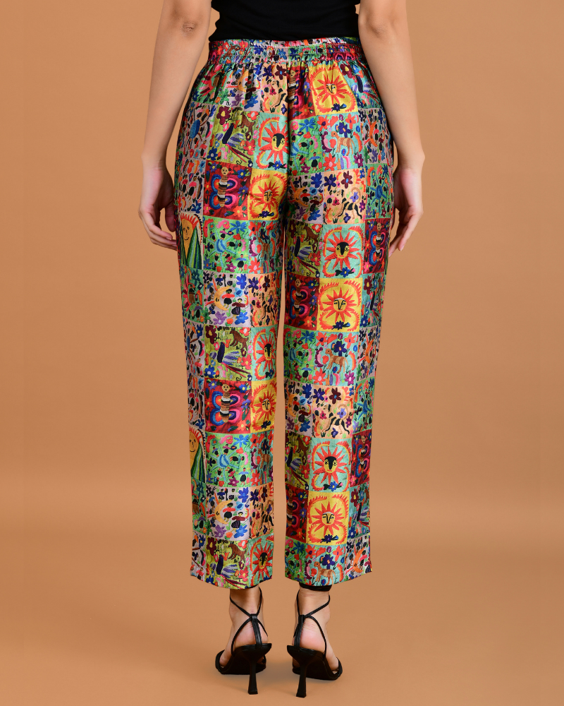 Artistic fusion silk pant