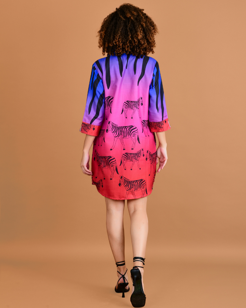 Vibrant Serengeti boyfriend shirt dress