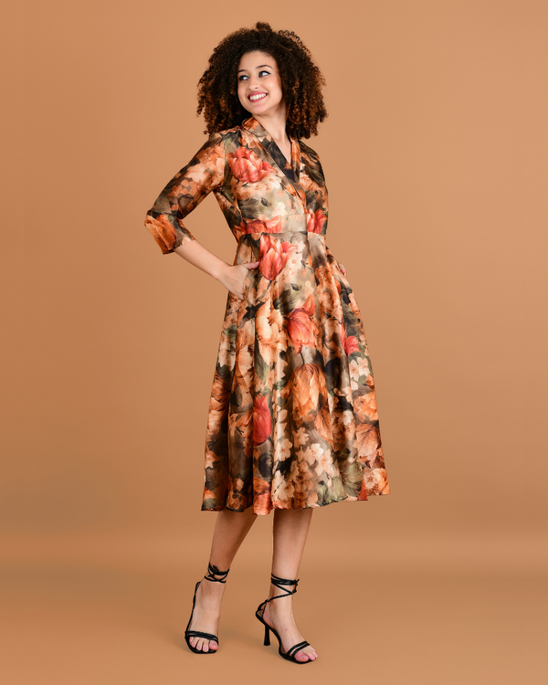 Redwood garden silk wrap dress