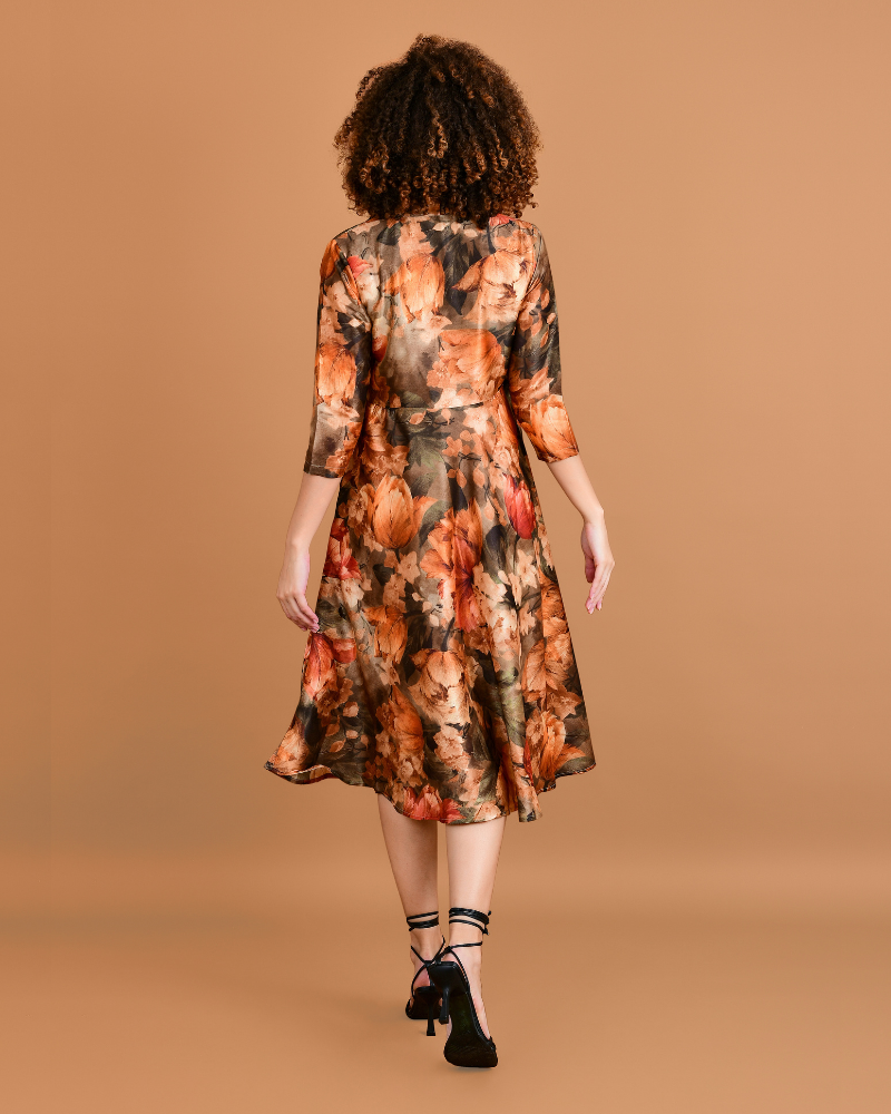 Redwood garden silk wrap dress