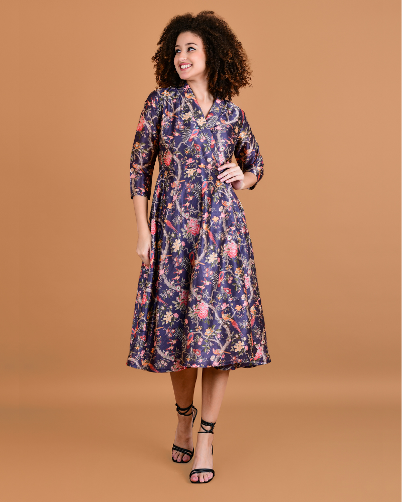 Plum petals floral wrap dress