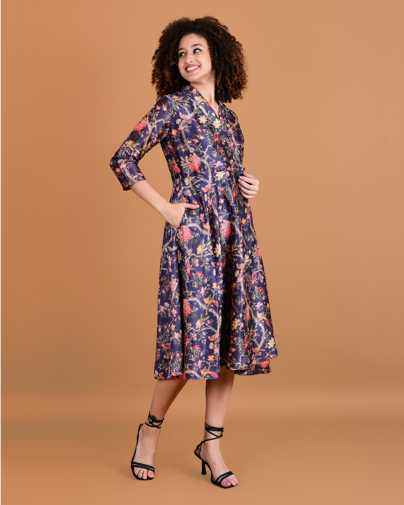 Plum petals floral wrap dress