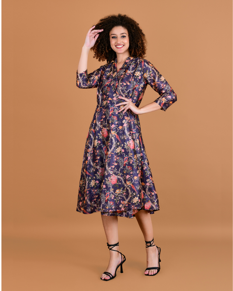 Plum petals floral wrap dress