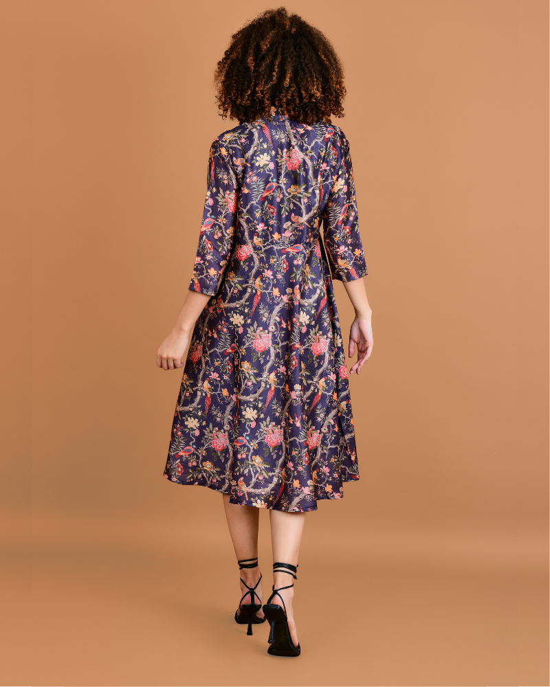 Plum petals floral wrap dress