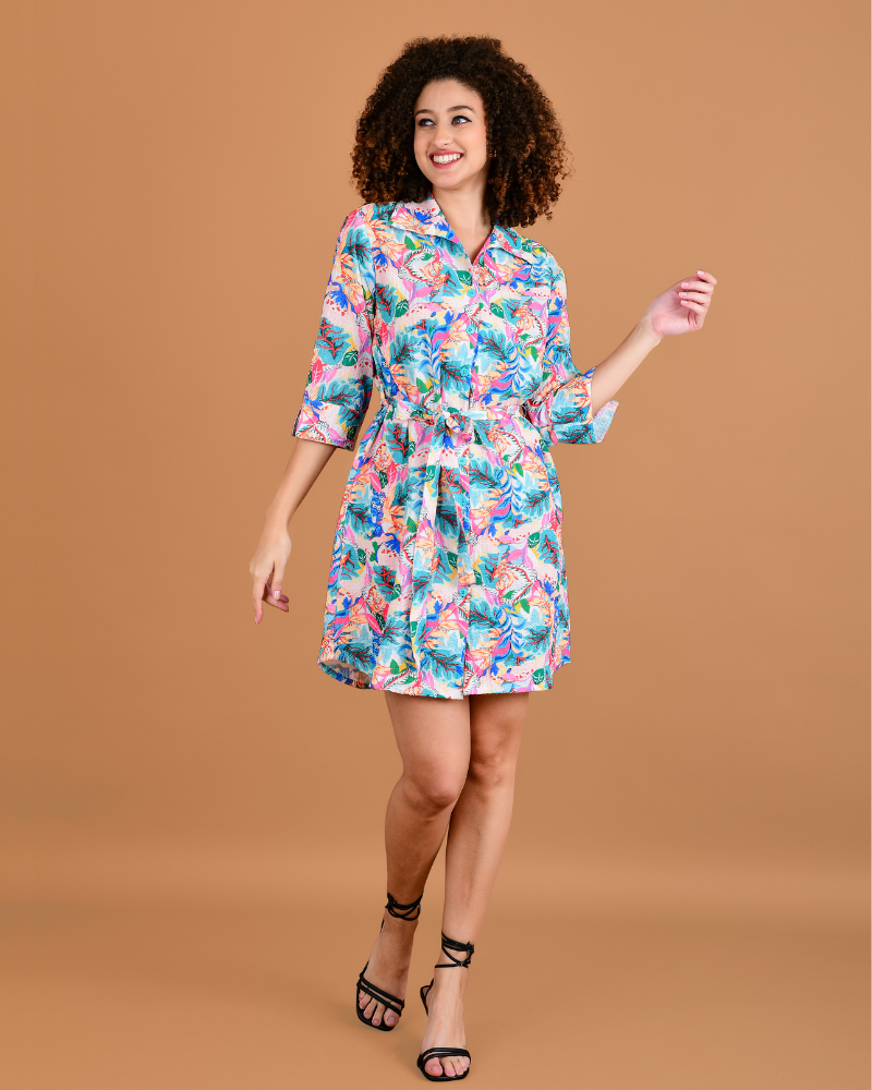 Tropical serenade shirt dress