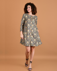 Vintage jade paisley A-line dress