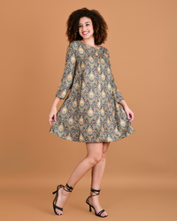 Vintage jade paisley A-line dress