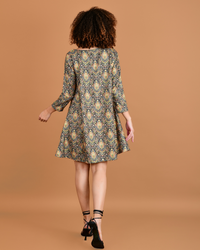 Vintage jade paisley A-line dress