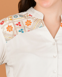 Boho patchwork off-white shirt