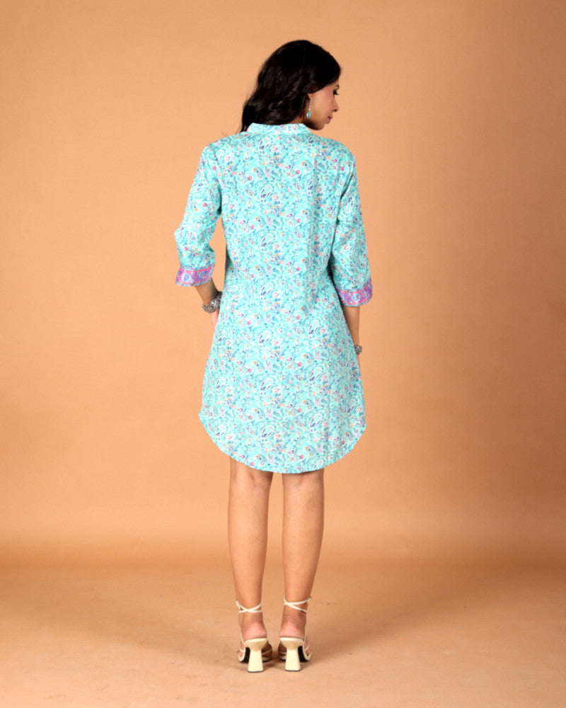 Boho turquoise tango shirt dress