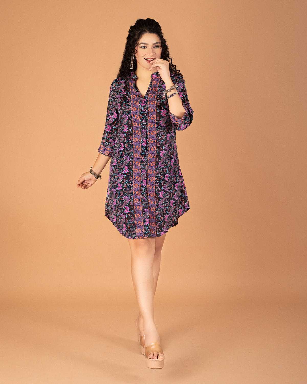 Chic paisley reverie shirt dress