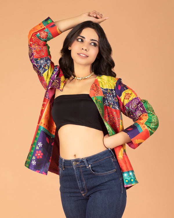 Cultural fusion silk shrug