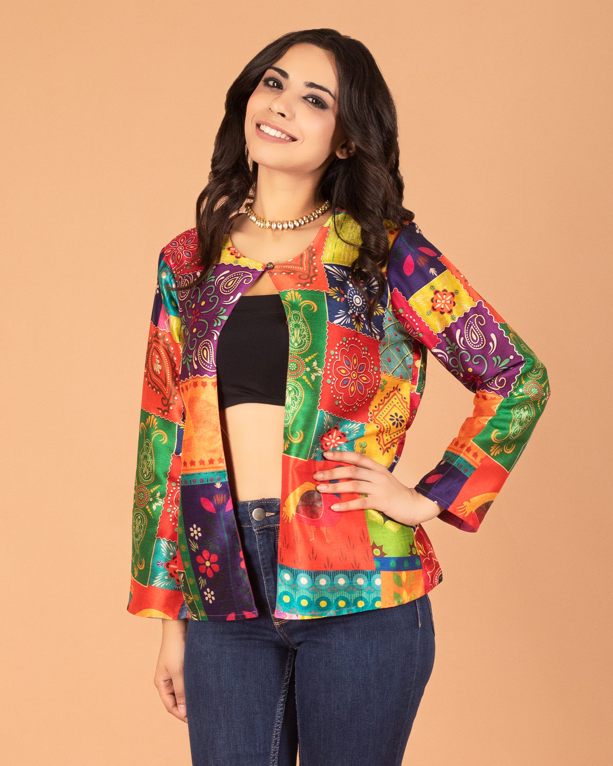 Cultural fusion silk shrug