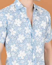 Grey floral jam cotton shirt