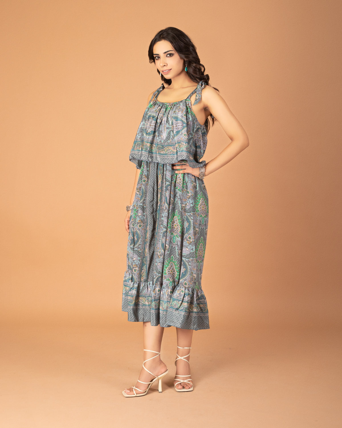 Meadow breeze ruffle midi dress