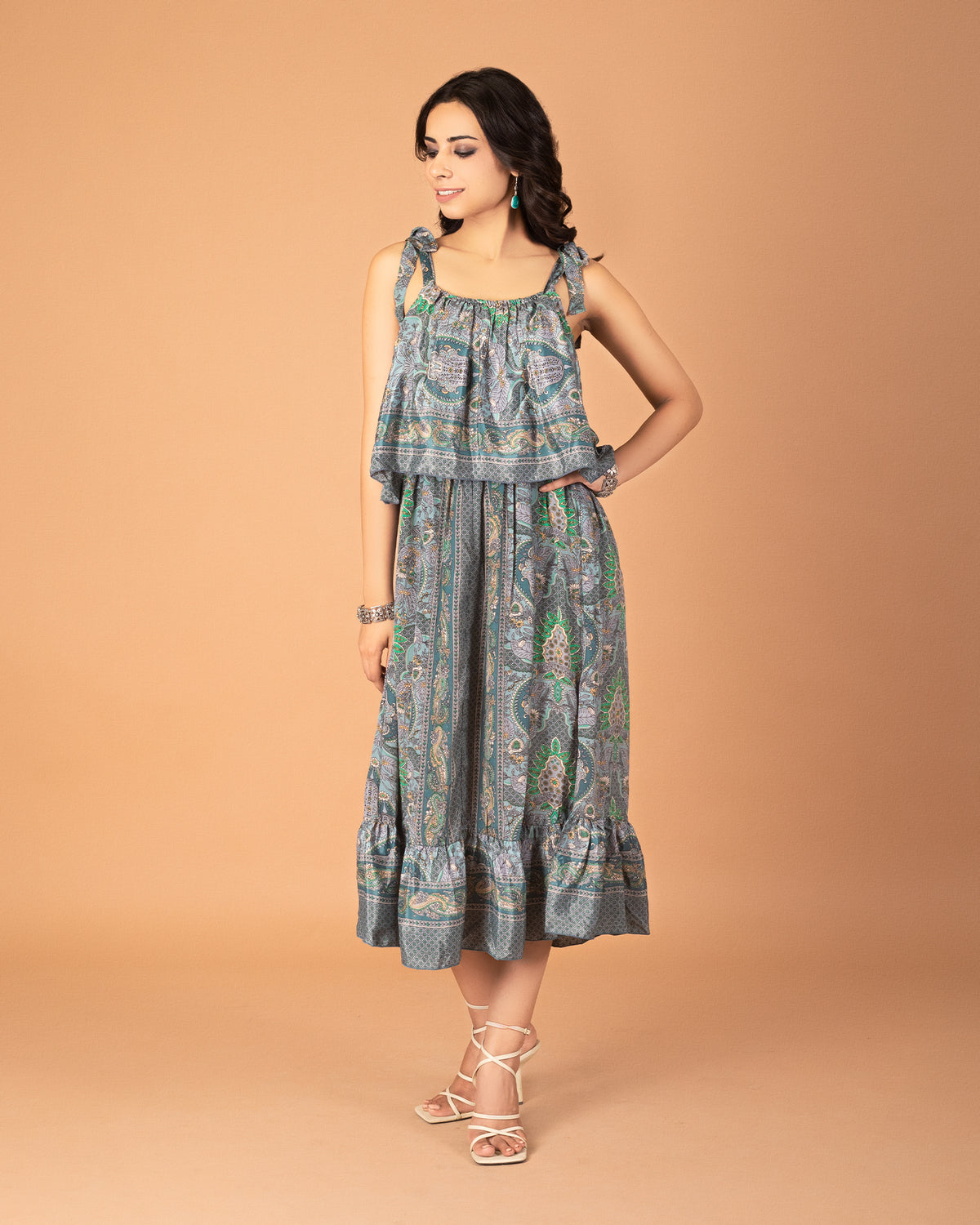 Meadow breeze ruffle midi dress