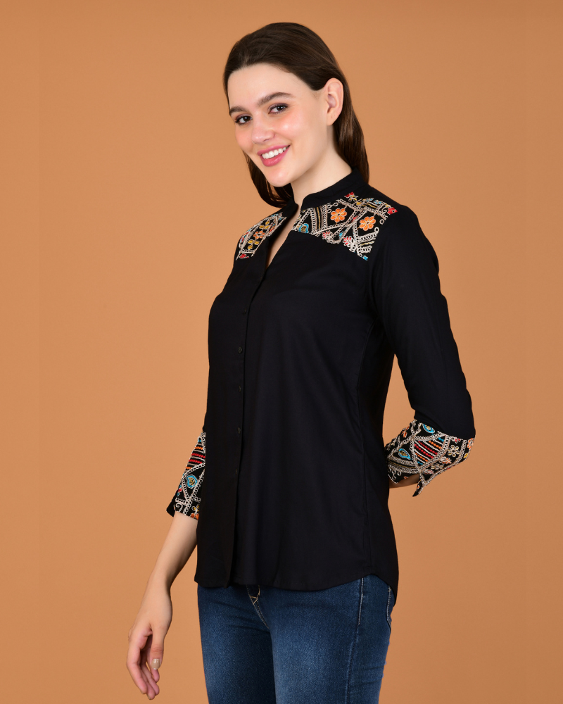 Midnight mosaic patchwork shirt