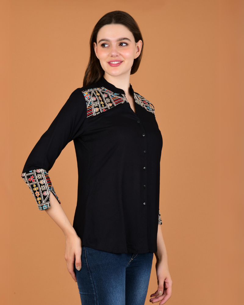 Midnight mosaic patchwork shirt