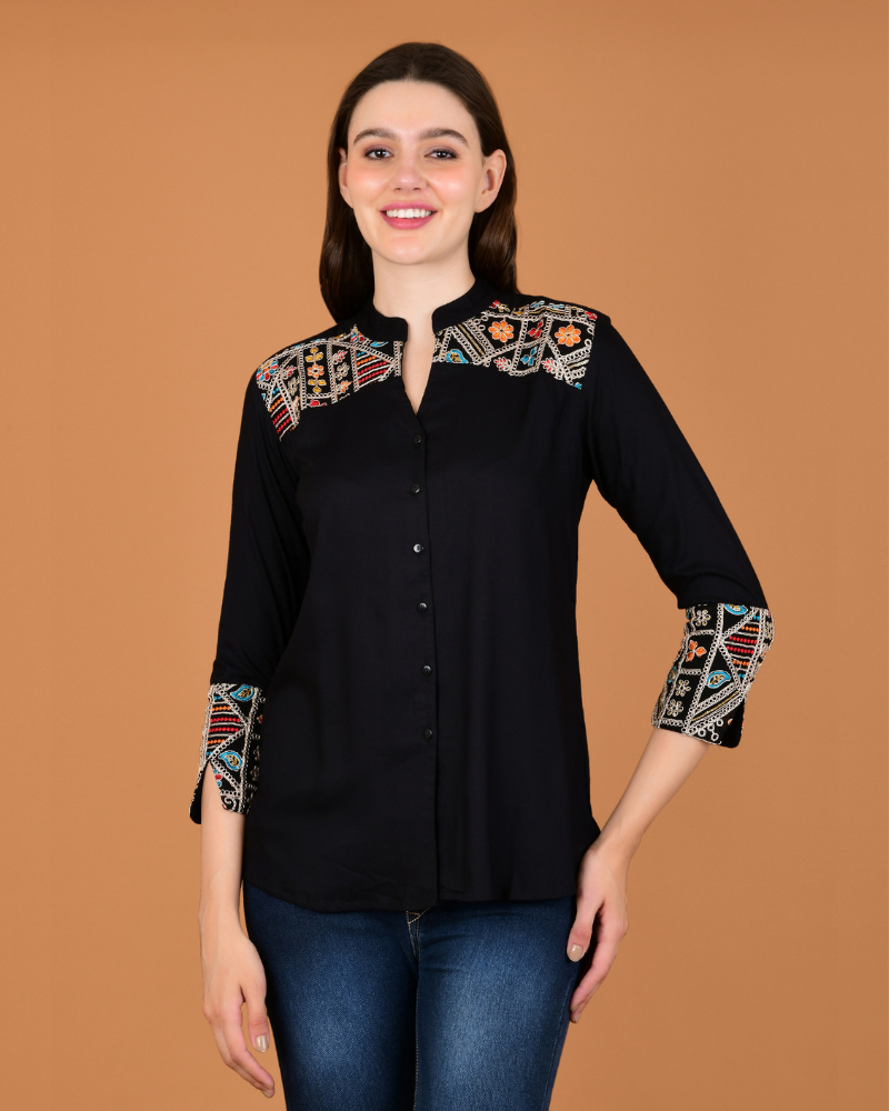 Midnight mosaic patchwork shirt