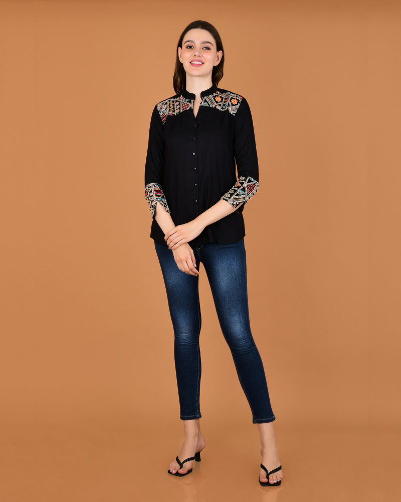 Midnight mosaic patchwork shirt