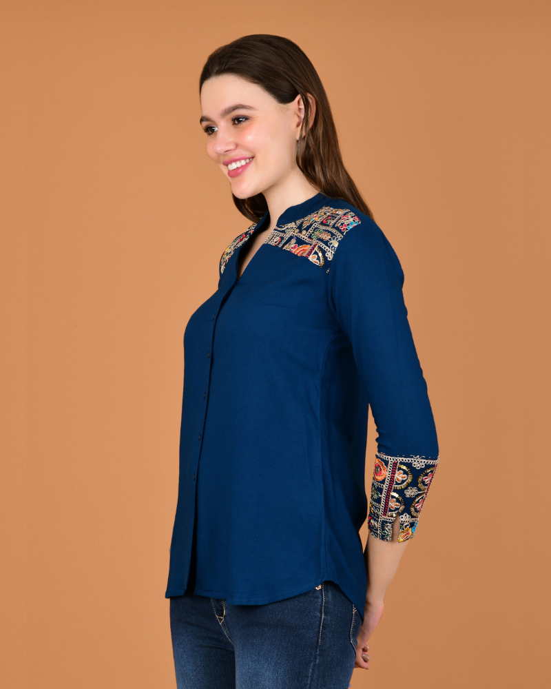 Midnight patchwork shirt