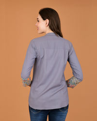 Mystic embroidery patchwork shirt