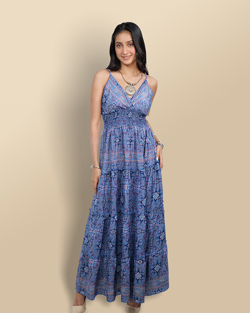 Navy bliss smocked maxi