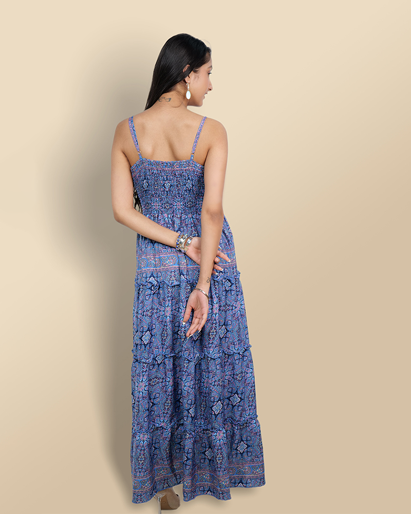 Navy bliss smocked maxi