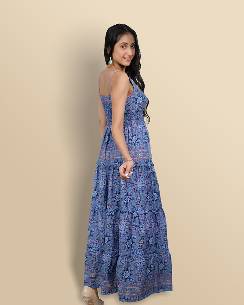 Navy bliss smocked maxi