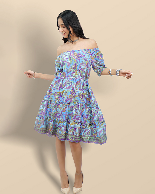 Mystic sky off shoulder dress