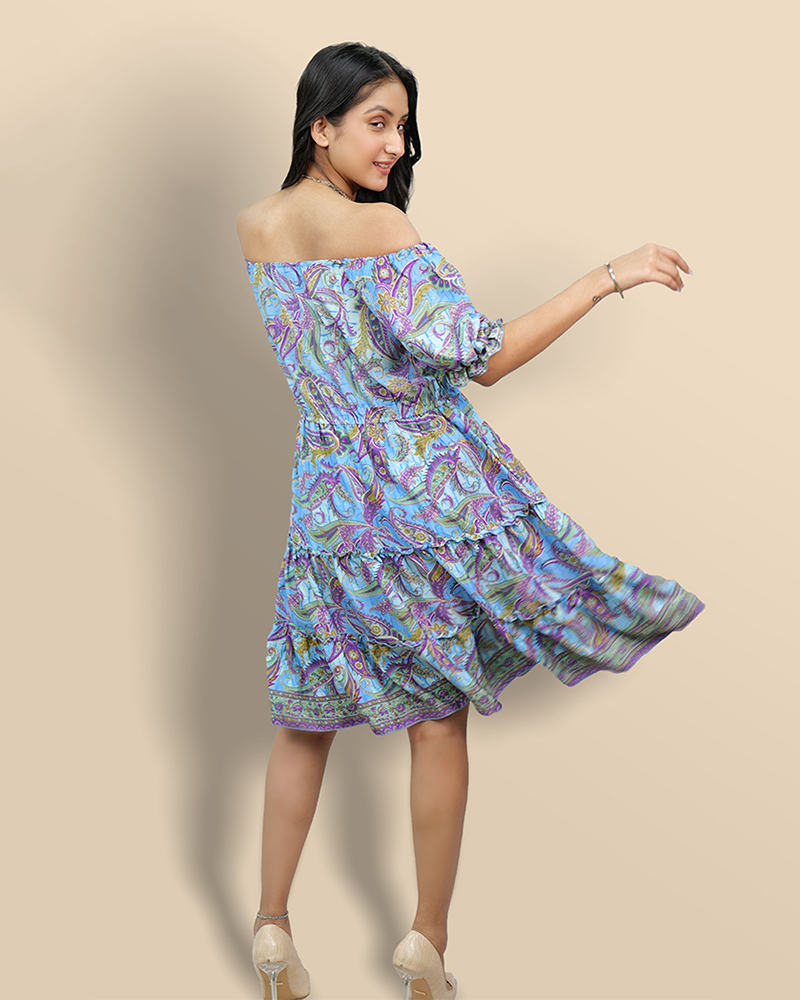 Mystic sky off shoulder dress