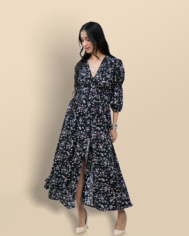 Nocturnal bloom bohemian dress