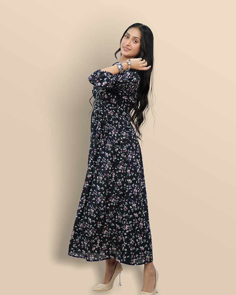 Nocturnal bloom bohemian dress