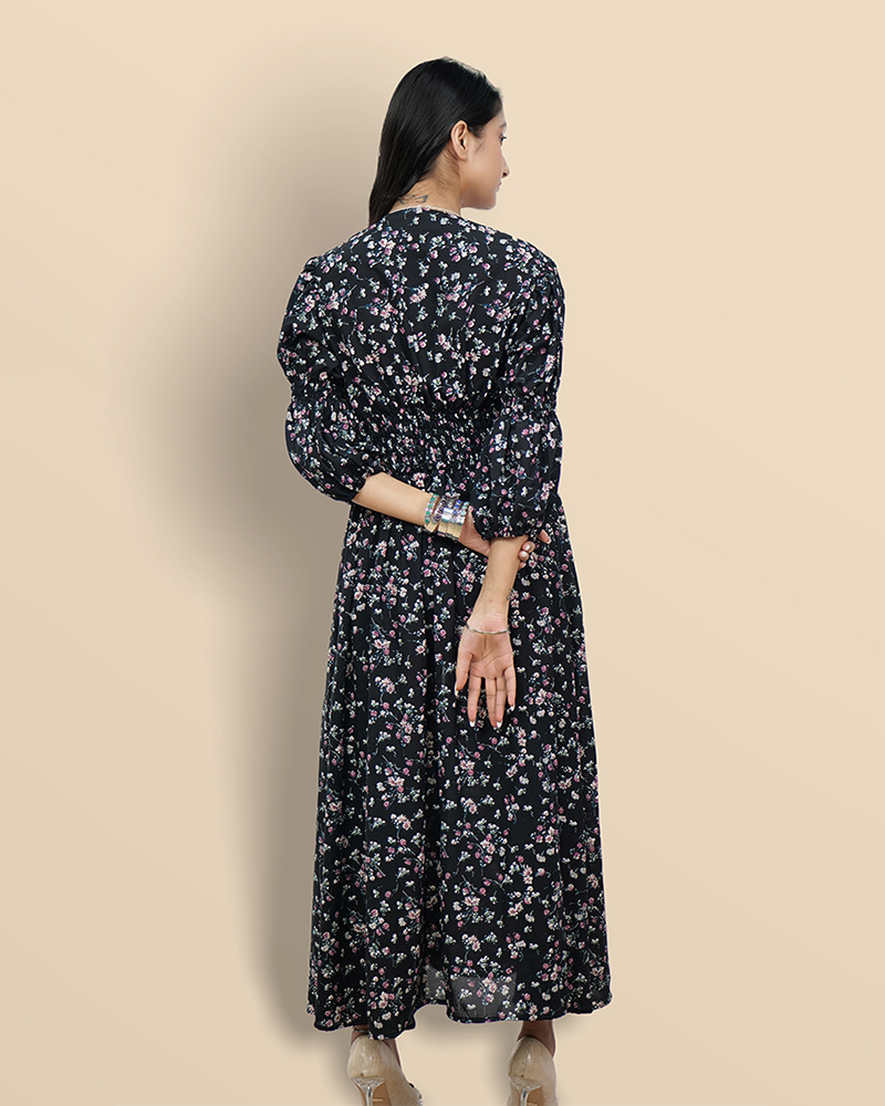 Nocturnal bloom bohemian dress