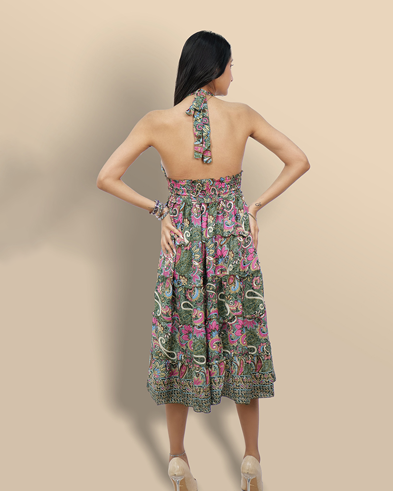 Enchanting meadow paisley backless dress