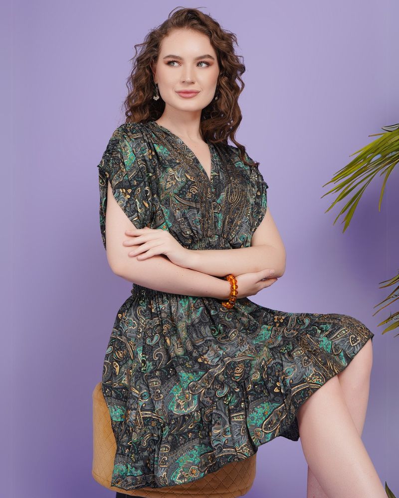 Midnight teal diva mini dress