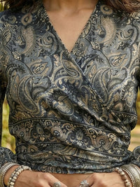 Elaria smoke paisley boho wrap top