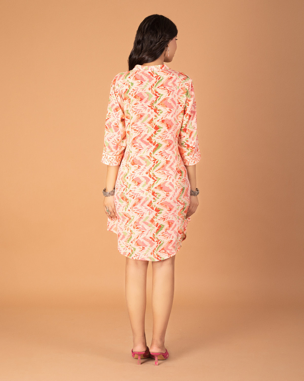 Versatile peachy affair shirt dress