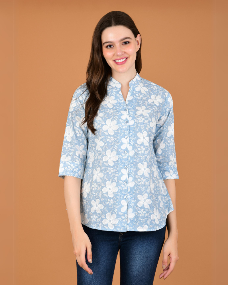 White floral mist shirt