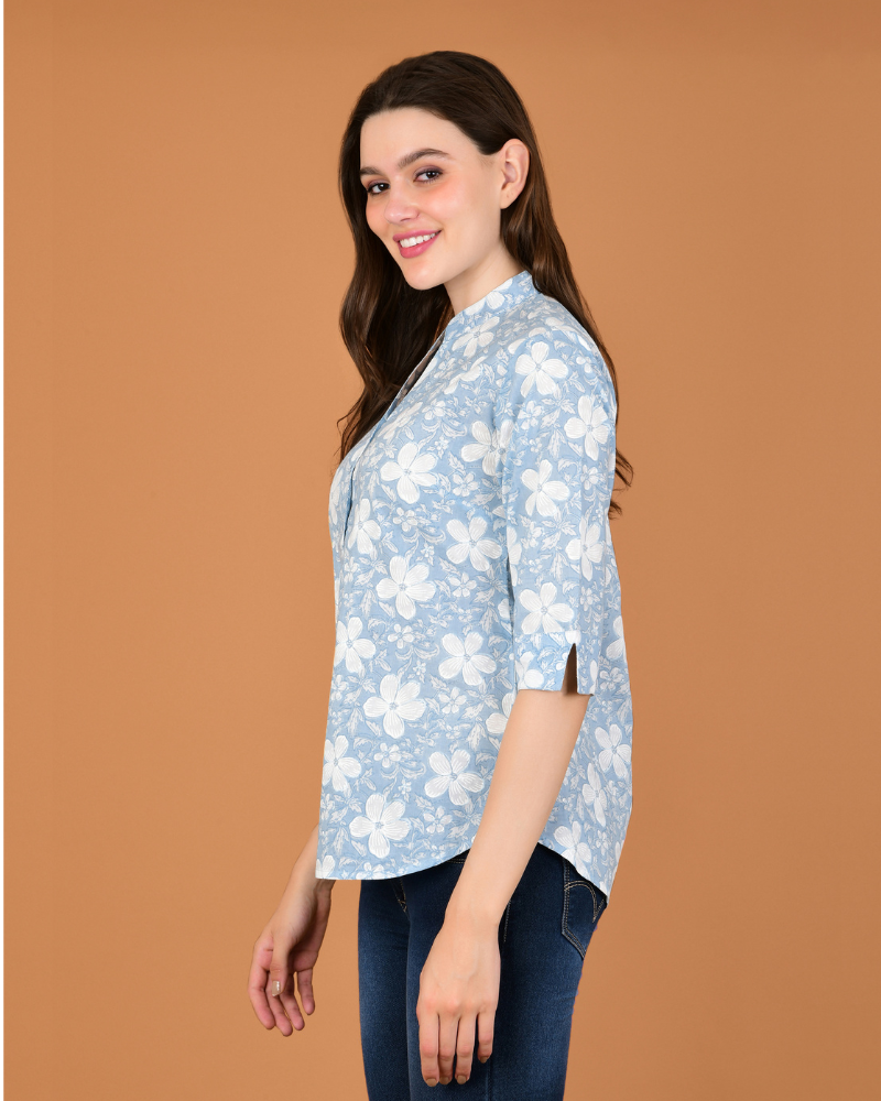 White floral mist shirt